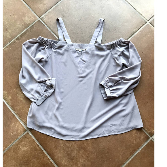 Entro Lilac Taupe Off the Shoulder Blouse - Picture 7 of 7